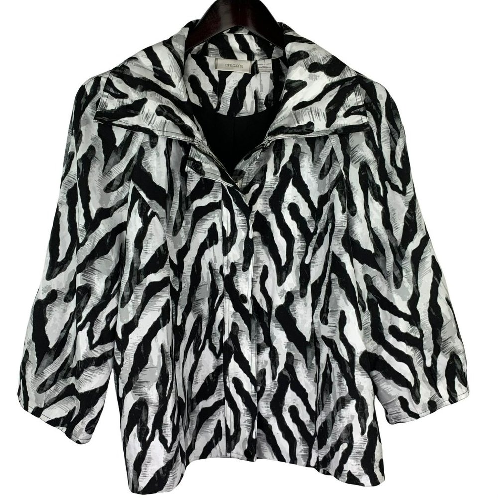 Chico's Zebra Jacket 3/4 Sleeve Size 1 (8)